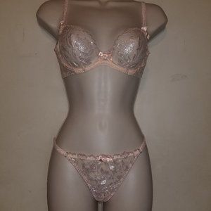 Agent Provocateur Sparkle nude silver bra/brief S